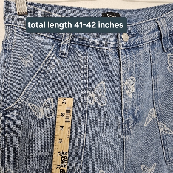 Simple Society Jeans Womens 9/29 Boho Festival Baggy Butterfly Wide Leg Skater - Picture 8 of 9